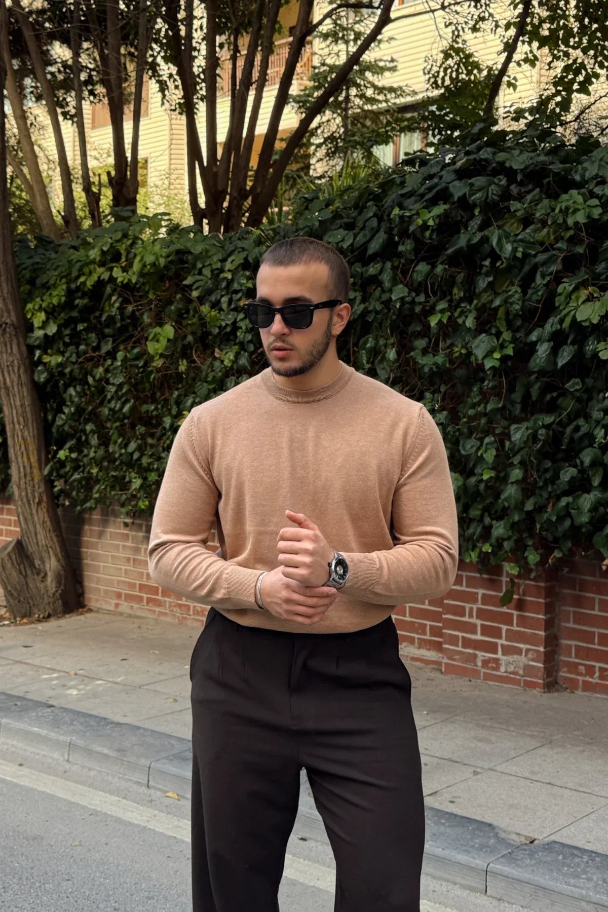 Acton Erkek %100 Organik Pamuk Bisiklet Yaka Triko Kazak - Livio Ferri