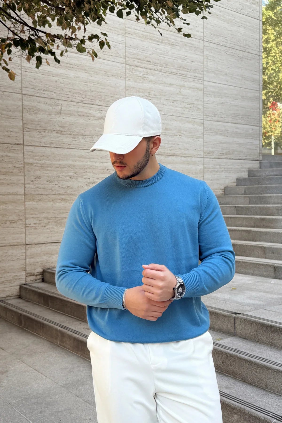 Acton Erkek %100 Organik Pamuk Bisiklet Yaka Triko Kazak - Livio Ferri