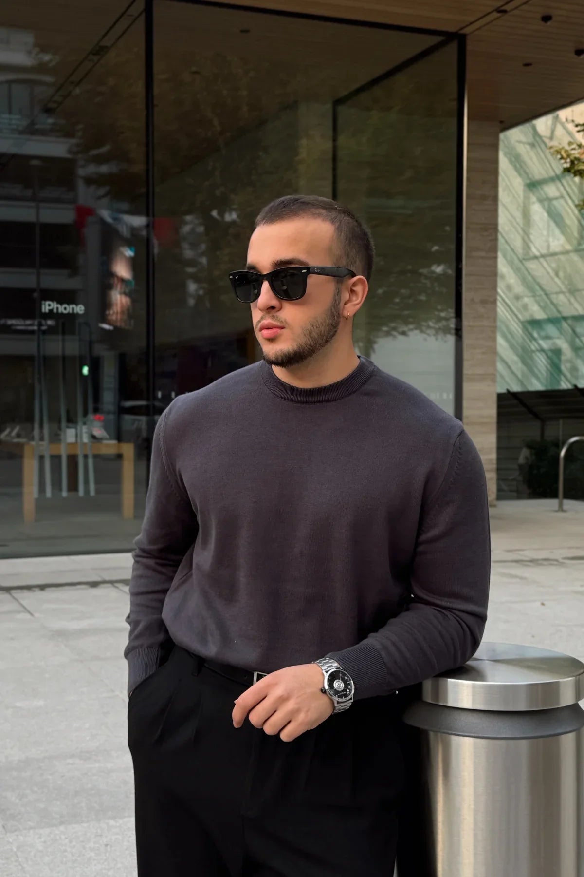 Acton Erkek %100 Organik Pamuk Bisiklet Yaka Triko Kazak - Livio Ferri