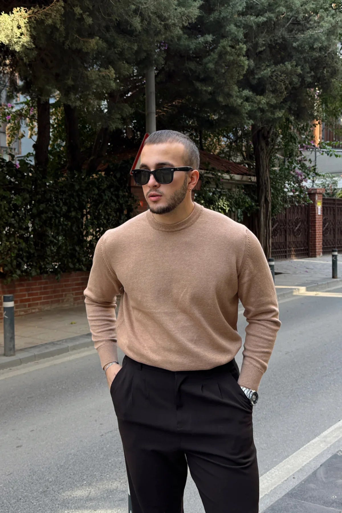 Acton Erkek %100 Organik Pamuk Bisiklet Yaka Triko Kazak - Livio Ferri