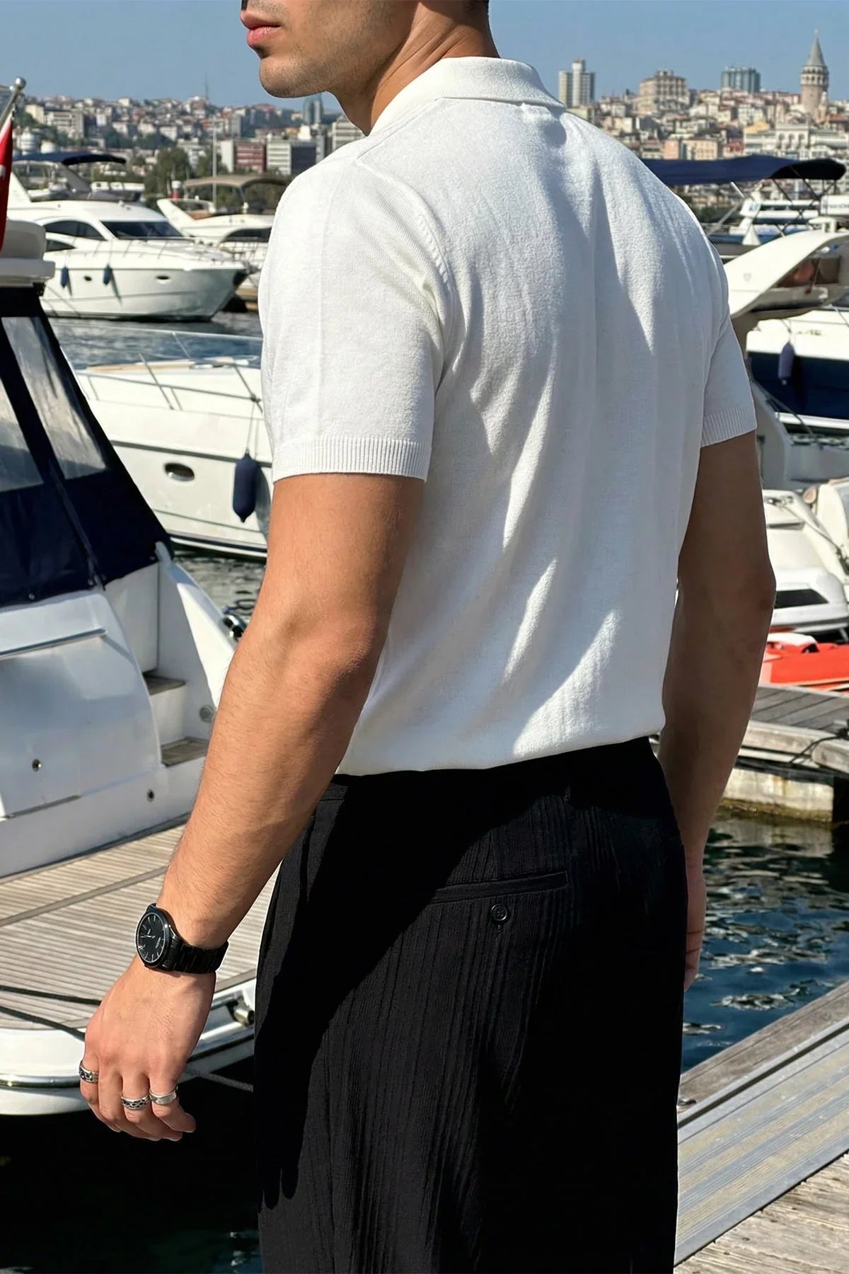 Allen Premium Fermuarlı Polo Yaka Erkek Triko Tişört - Livio Ferri