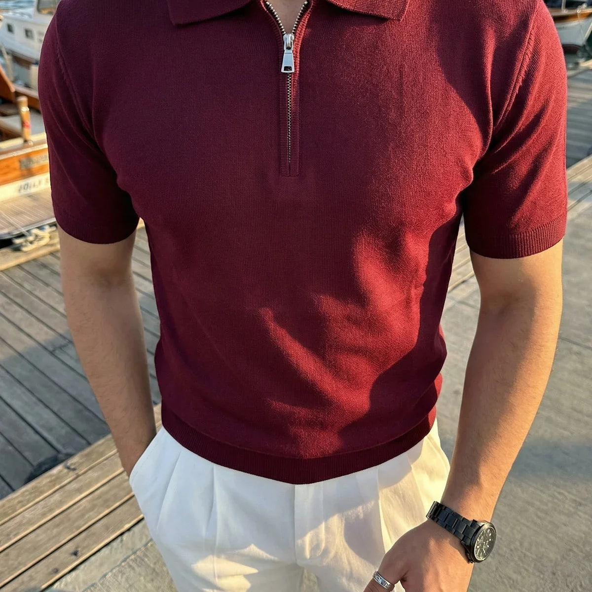 Allen Premium Fermuarlı Polo Yaka Erkek Triko Tişört - Livio Ferri