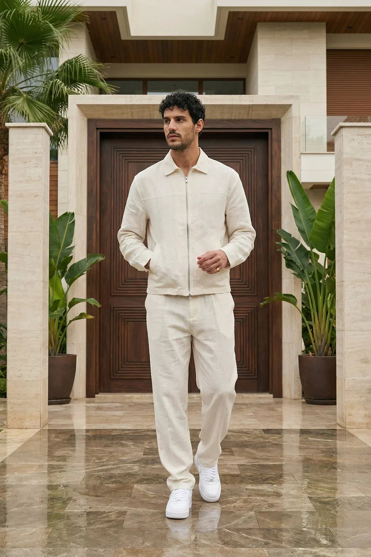Artigas Premium Fermuarlı Düz Basic Ceket Pantolon Erkek Takım Relax Kalıp - Livio Ferri