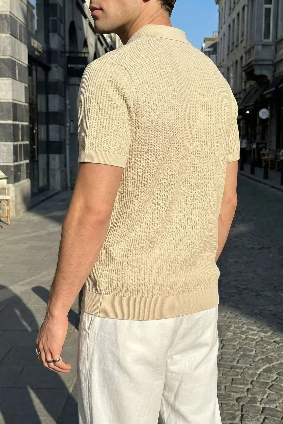 Bande Regular Fit Erkek Kısa Kol Triko Polo Yaka Dokulu Tişört - Livio Ferri