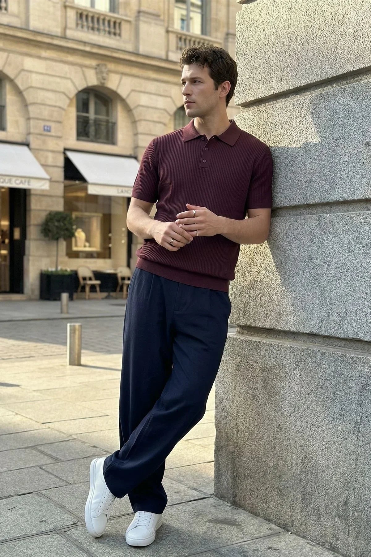 Bande Regular Fit Erkek Kısa Kol Triko Polo Yaka Dokulu Tişört - Livio Ferri