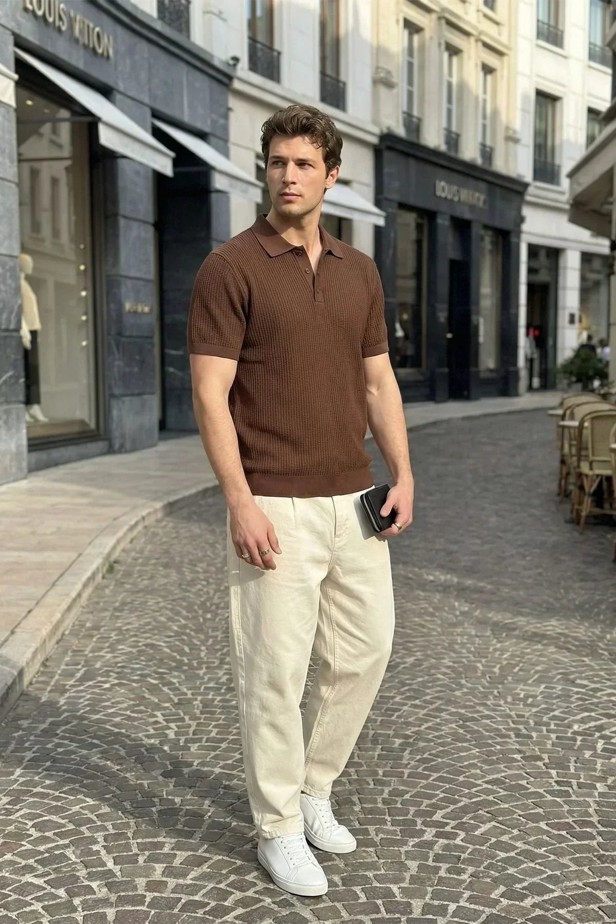 Bande Regular Fit Erkek Kısa Kol Triko Polo Yaka Dokulu Tişört - Livio Ferri