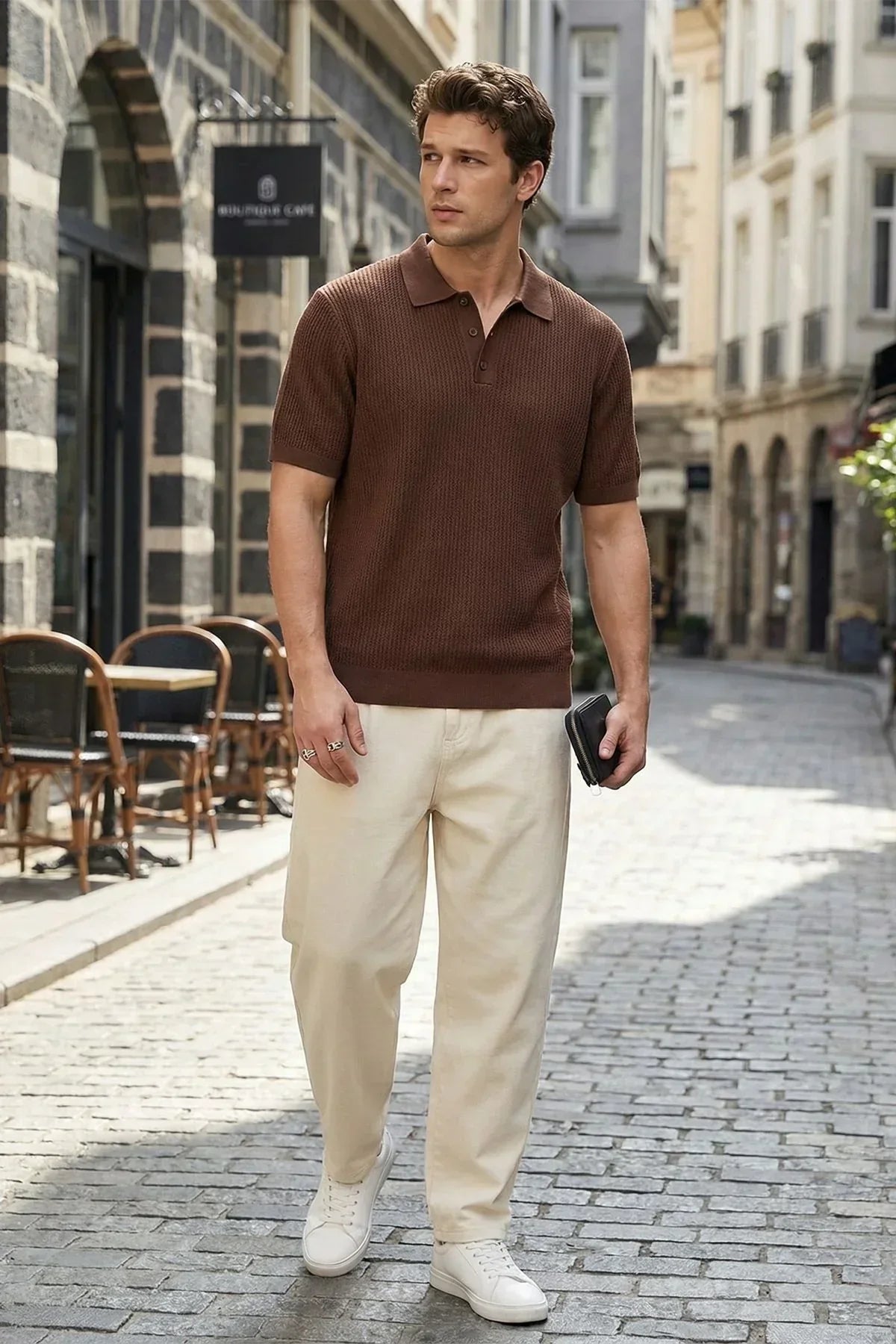 Bande Regular Fit Erkek Kısa Kol Triko Polo Yaka Dokulu Tişört - Livio Ferri