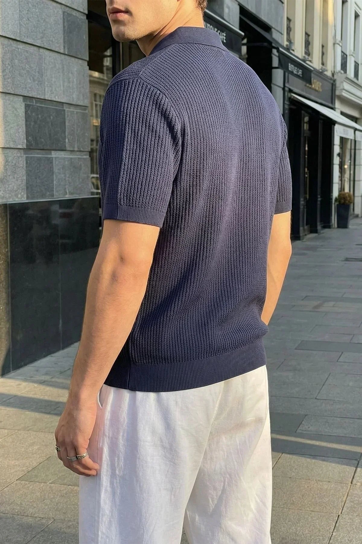 Bande Regular Fit Erkek Kısa Kol Triko Polo Yaka Dokulu Tişört - Livio Ferri