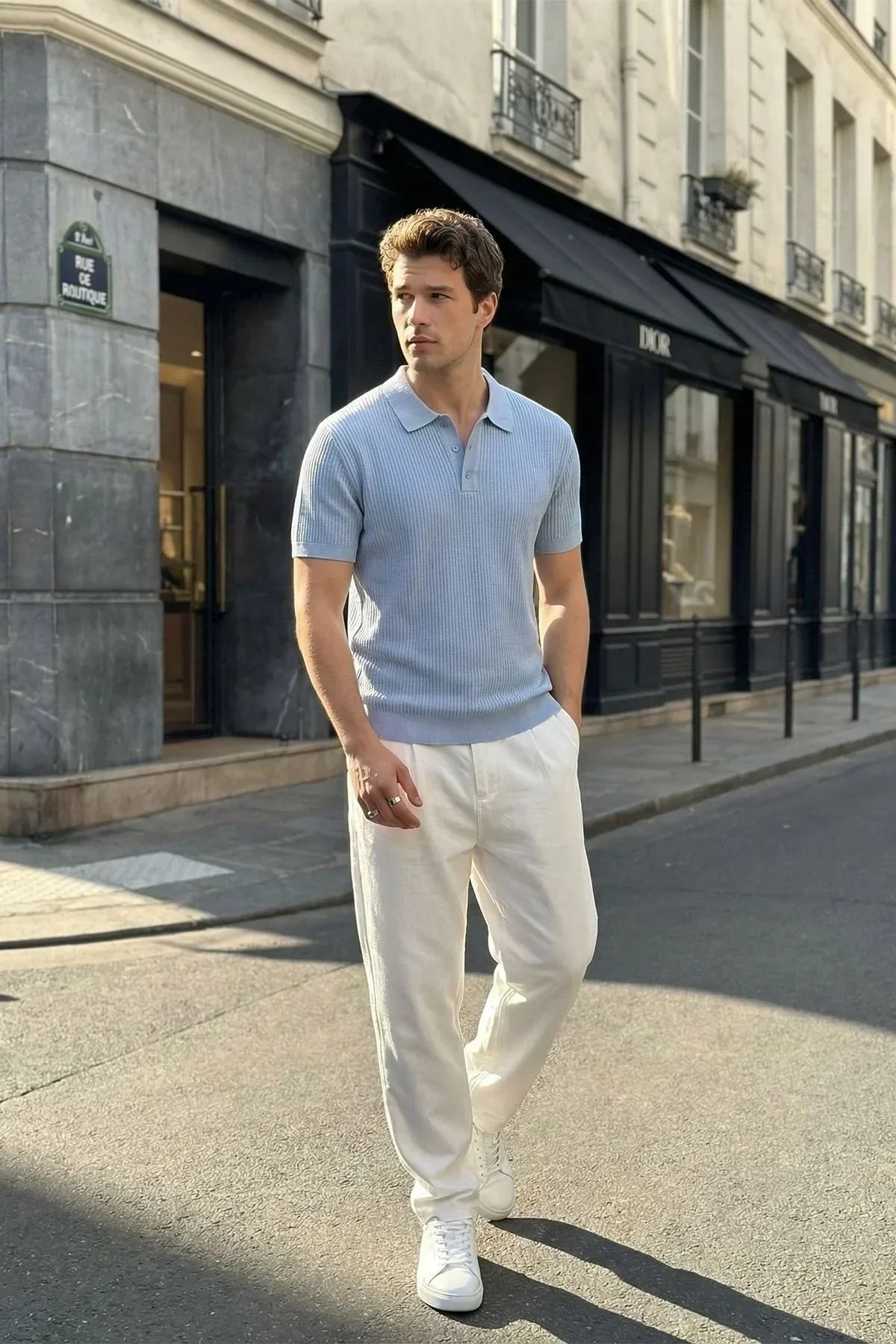 Bande Regular Fit Erkek Kısa Kol Triko Polo Yaka Dokulu Tişört - Livio Ferri