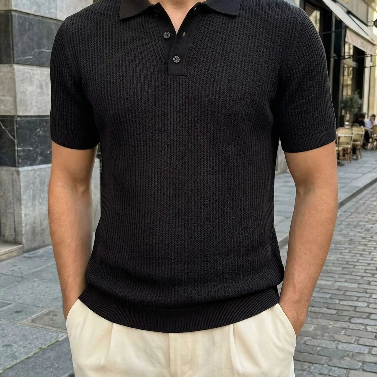 Bande Regular Fit Erkek Kısa Kol Triko Polo Yaka Dokulu Tişört