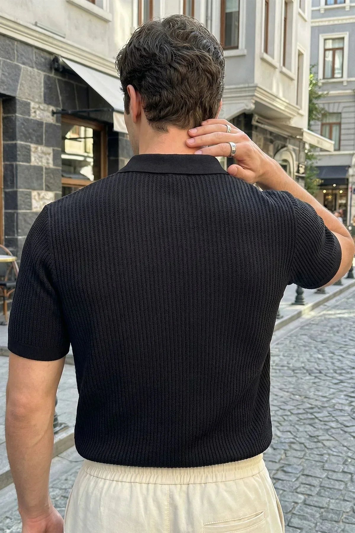 Bande Regular Fit Erkek Kısa Kol Triko Polo Yaka Dokulu Tişört - Livio Ferri