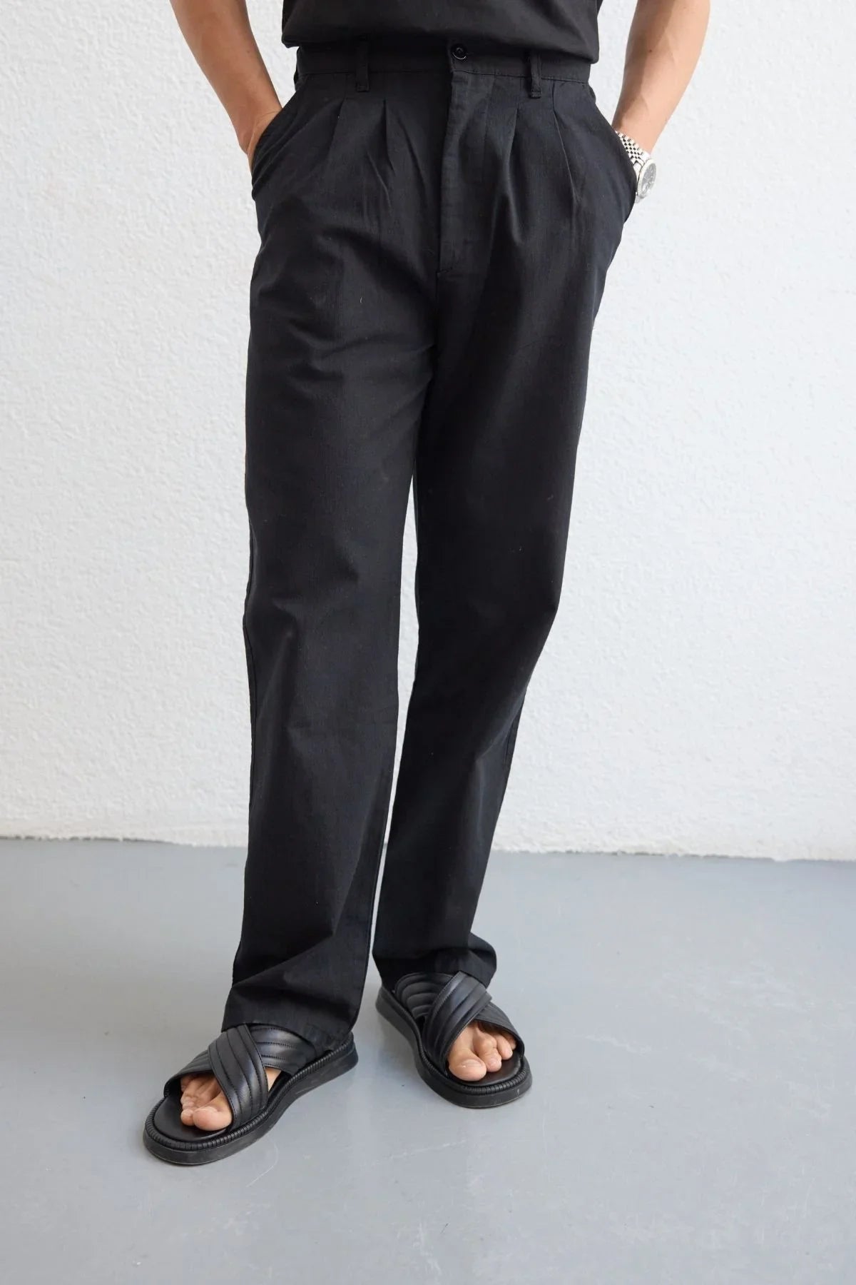 Boso Erkek Çift Pileli Keten Baggy Pantolon - Livio Ferri