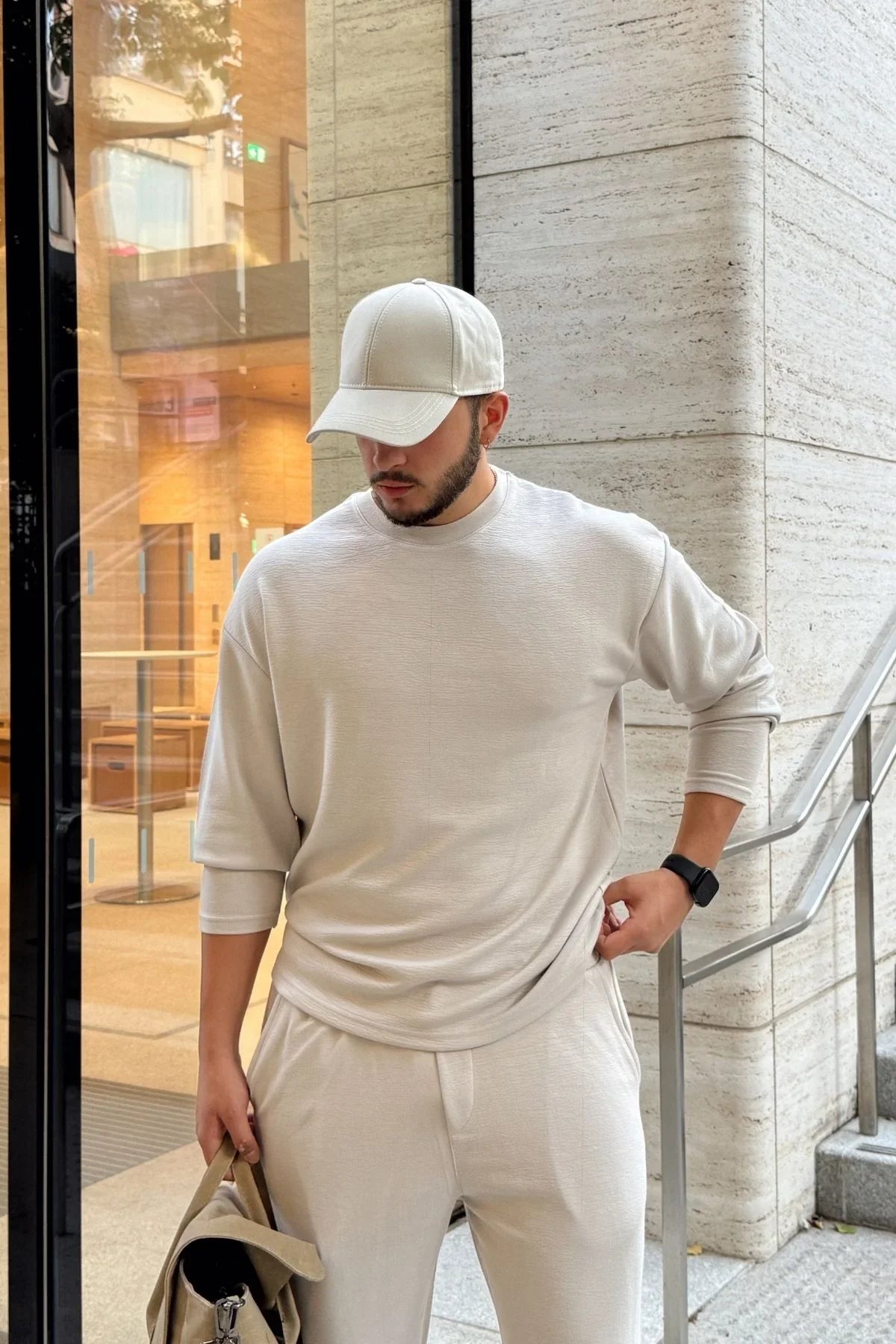 Arnik Oversize Erkek Dökümlü Soft Touch Uzun Kollu Sweatshirt Tişört - Livio Ferri