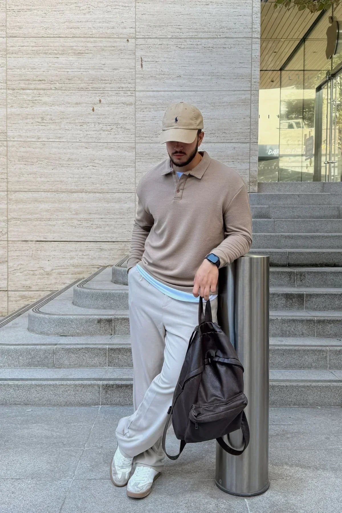 Cali Erkek Regular Fit Polo Yaka Uzun Kollu Sweatshirt Tişört - Livio Ferri