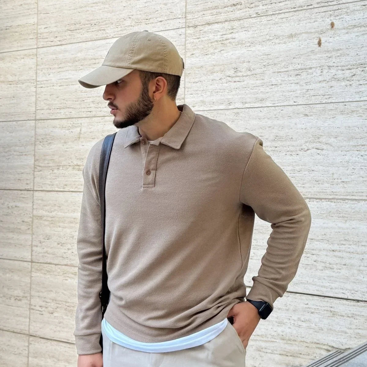 Cali Erkek Regular Fit Polo Yaka Uzun Kollu Sweatshirt Tişört - Livio Ferri