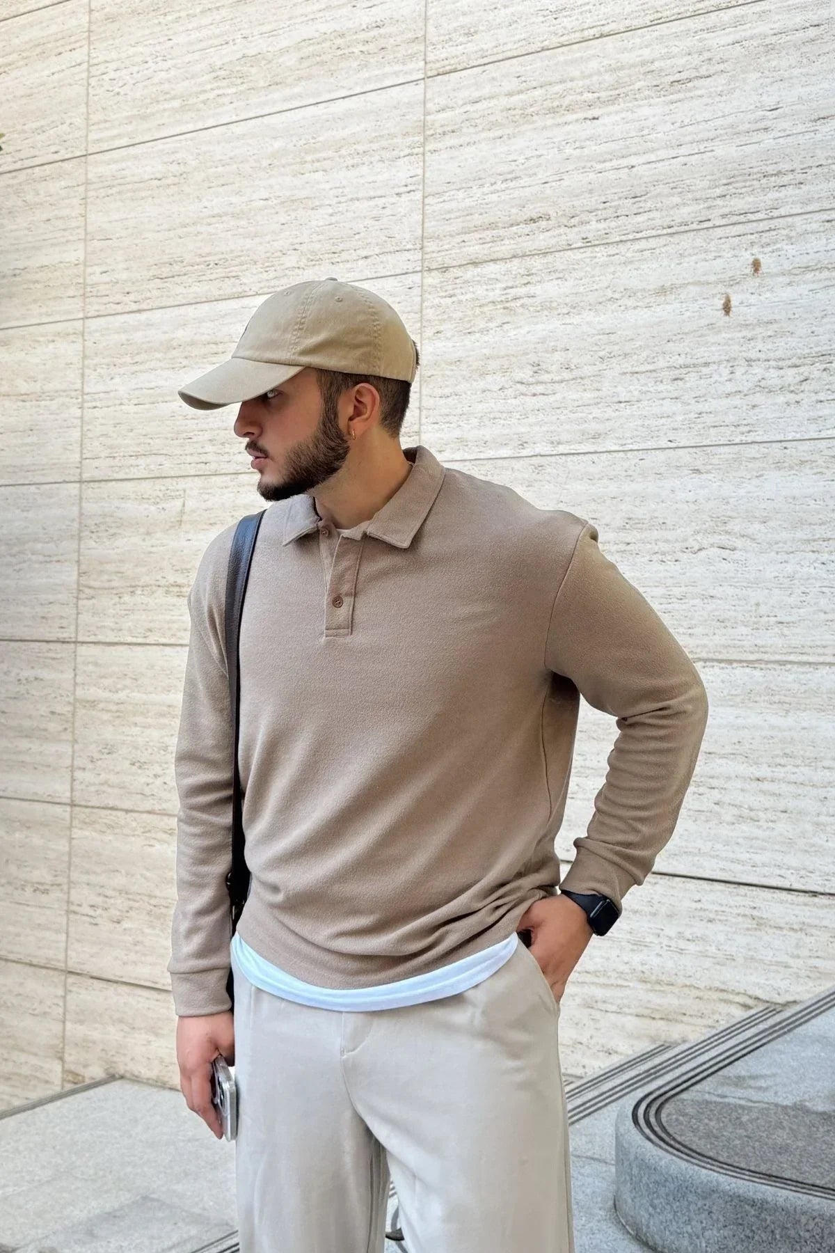 Cali Erkek Regular Fit Polo Yaka Uzun Kollu Sweatshirt Tişört - Livio Ferri