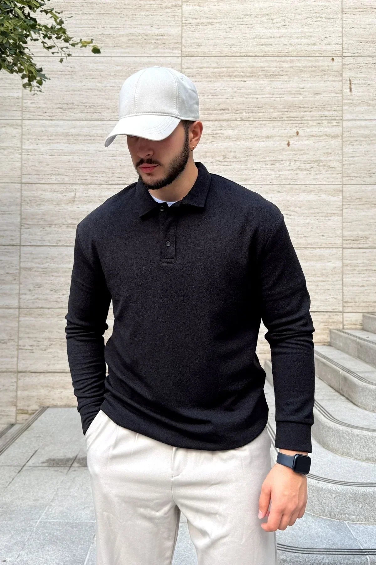 Cali Erkek Regular Fit Polo Yaka Uzun Kollu Sweatshirt Tişört - Livio Ferri