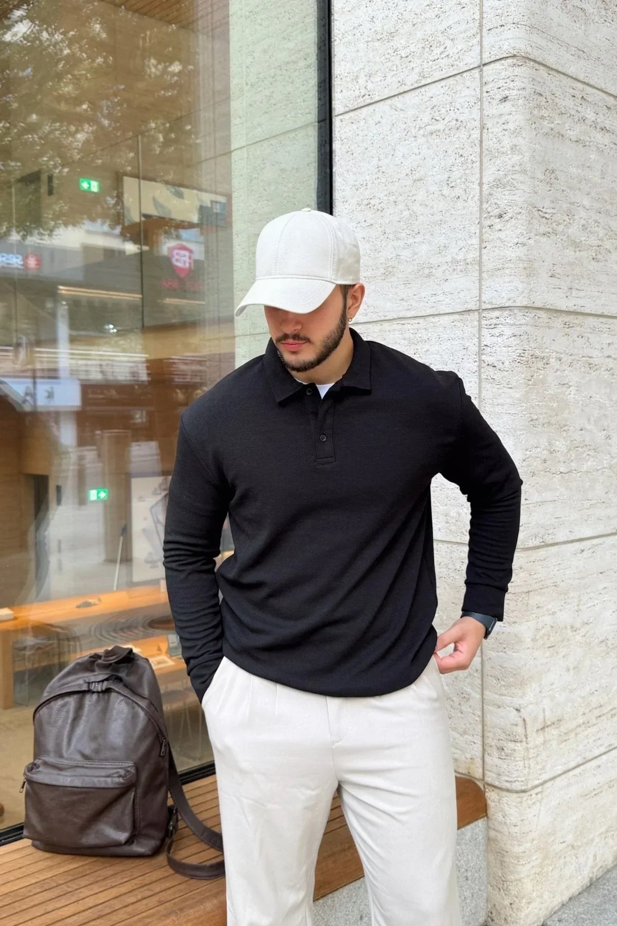 Cali Erkek Regular Fit Polo Yaka Uzun Kollu Sweatshirt Tişört - Livio Ferri