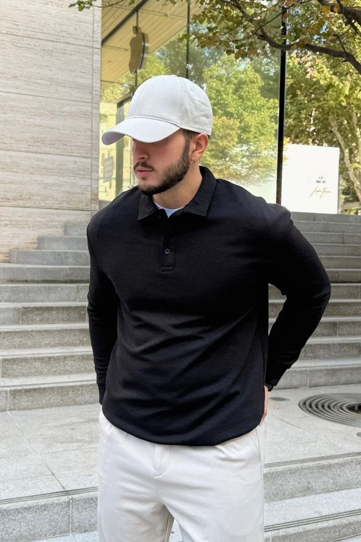 Cali Erkek Regular Fit Polo Yaka Uzun Kollu Sweatshirt Tişört - Livio Ferri