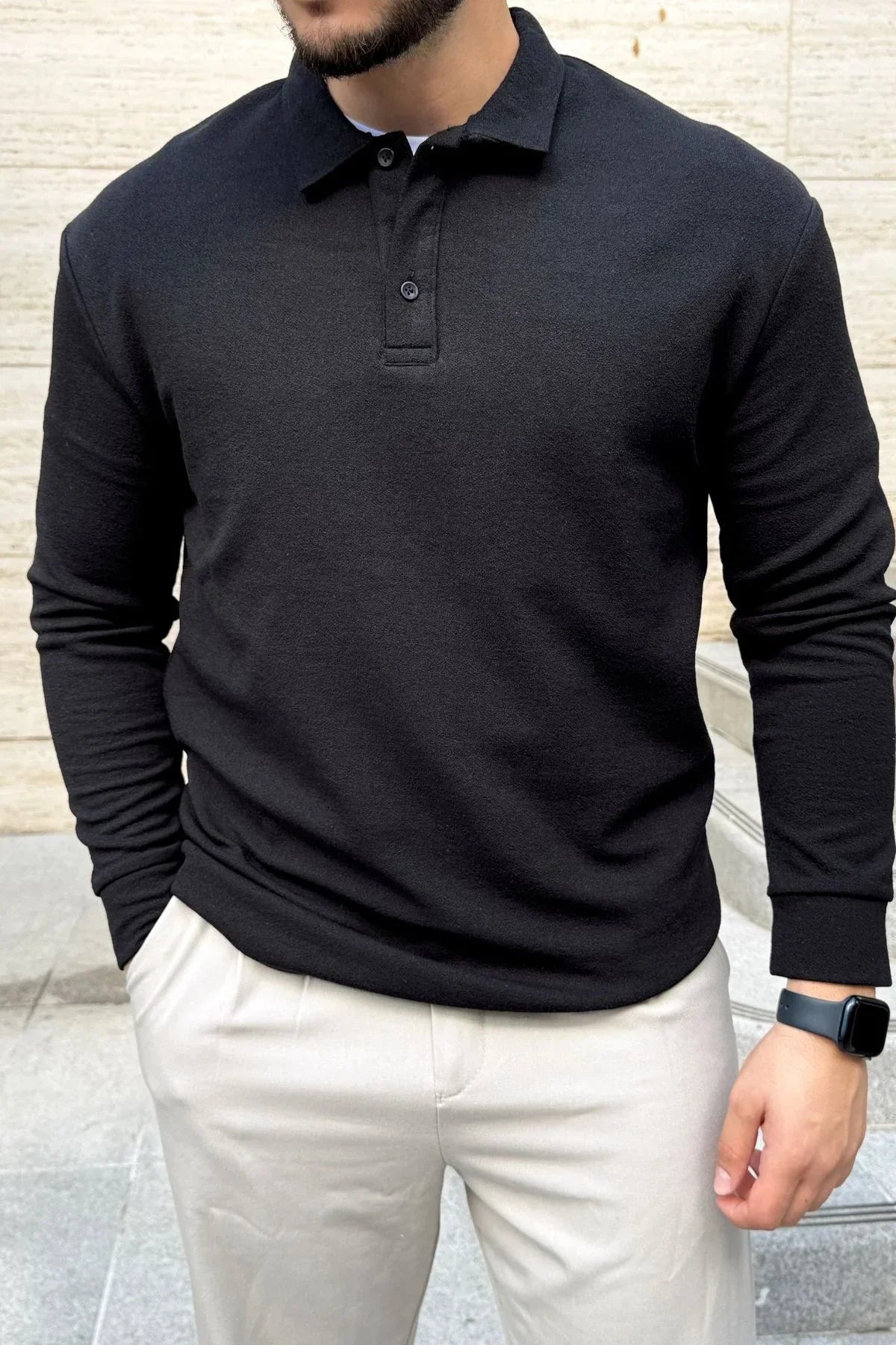 Cali Erkek Regular Fit Polo Yaka Uzun Kollu Sweatshirt Tişört - Livio Ferri