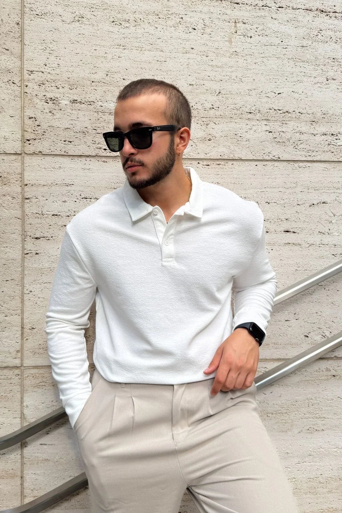 Cali Erkek Regular Fit Polo Yaka Uzun Kollu Sweatshirt Tişört - Livio Ferri