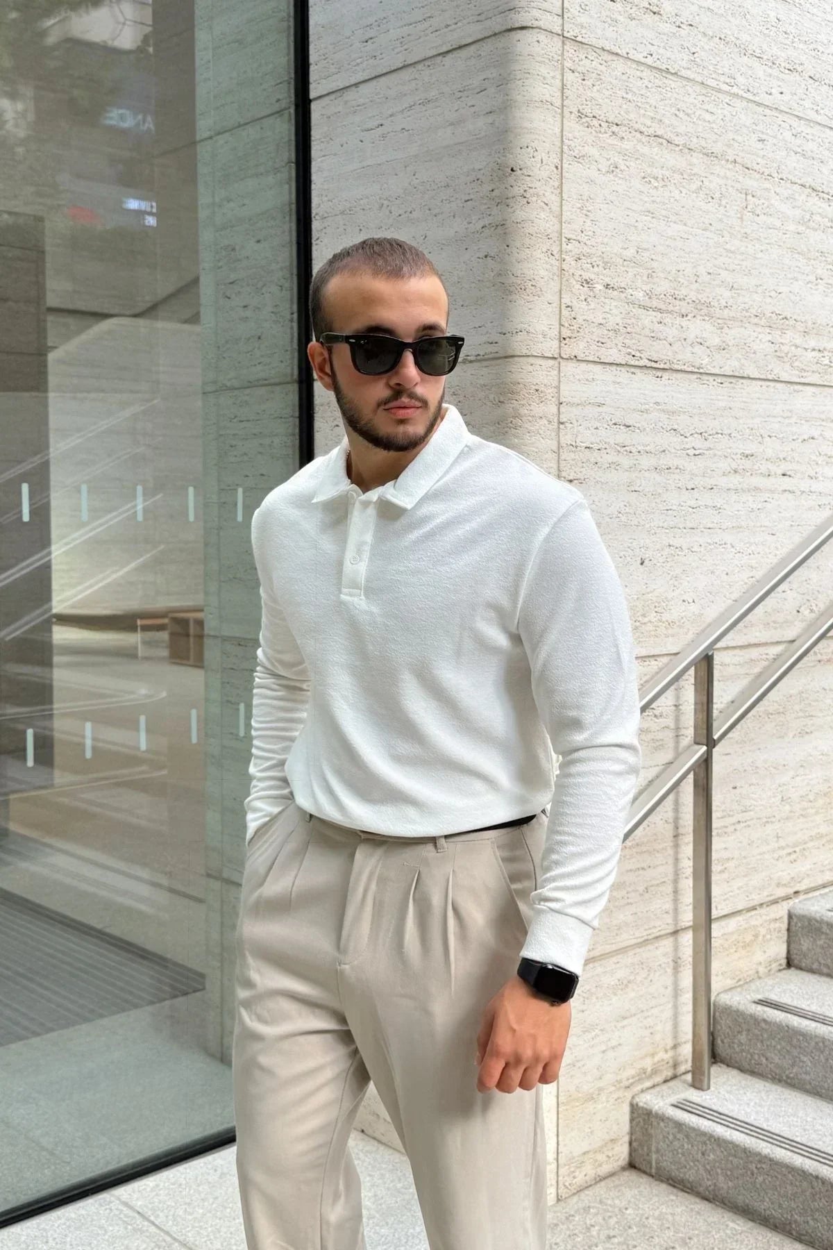 Cali Erkek Regular Fit Polo Yaka Uzun Kollu Sweatshirt Tişört - Livio Ferri