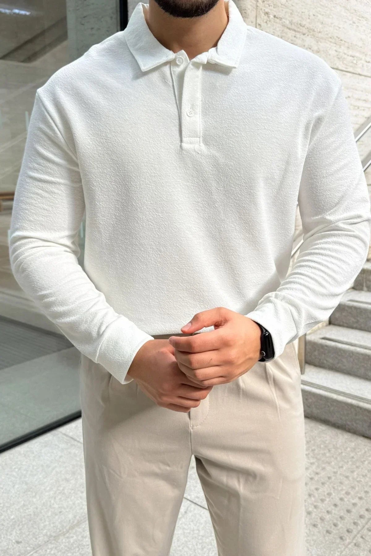 Cali Erkek Regular Fit Polo Yaka Uzun Kollu Sweatshirt Tişört - Livio Ferri
