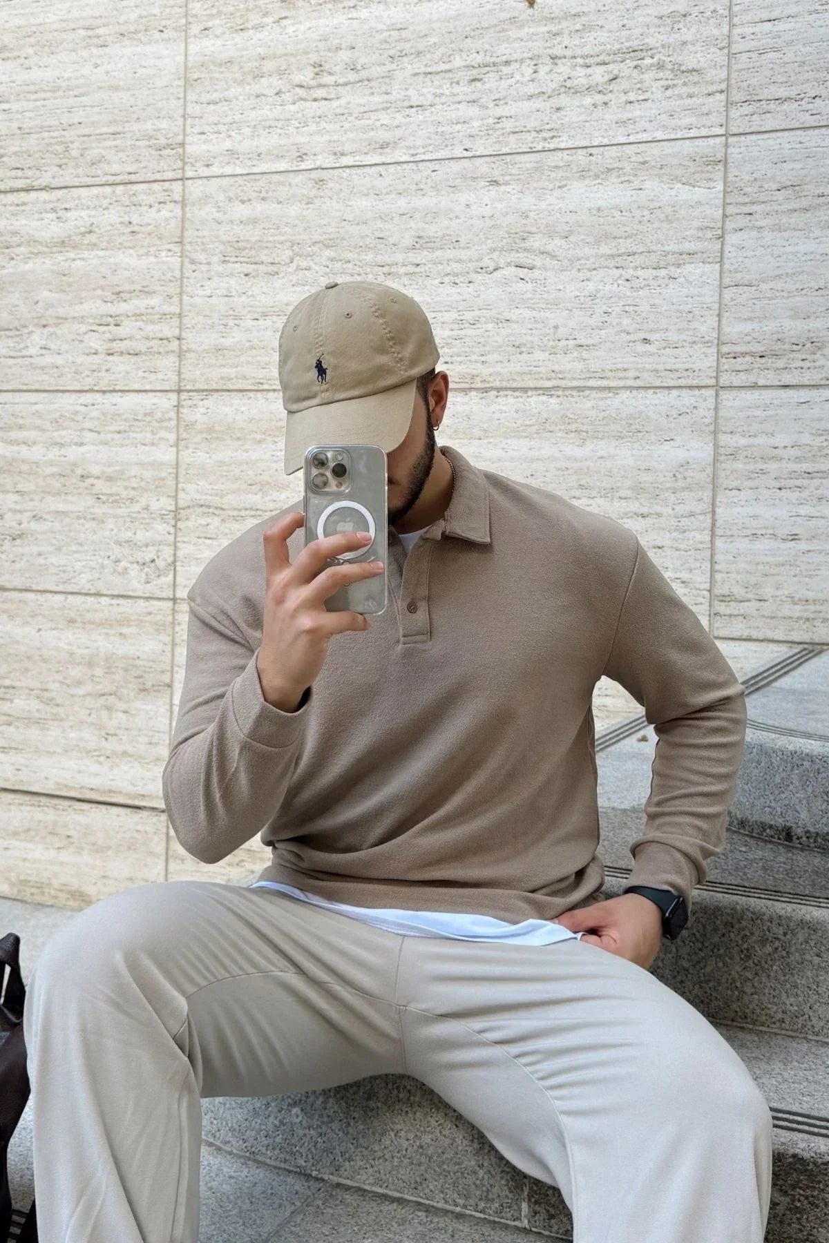 Cali Erkek Regular Fit Polo Yaka Uzun Kollu Sweatshirt Tişört - Livio Ferri