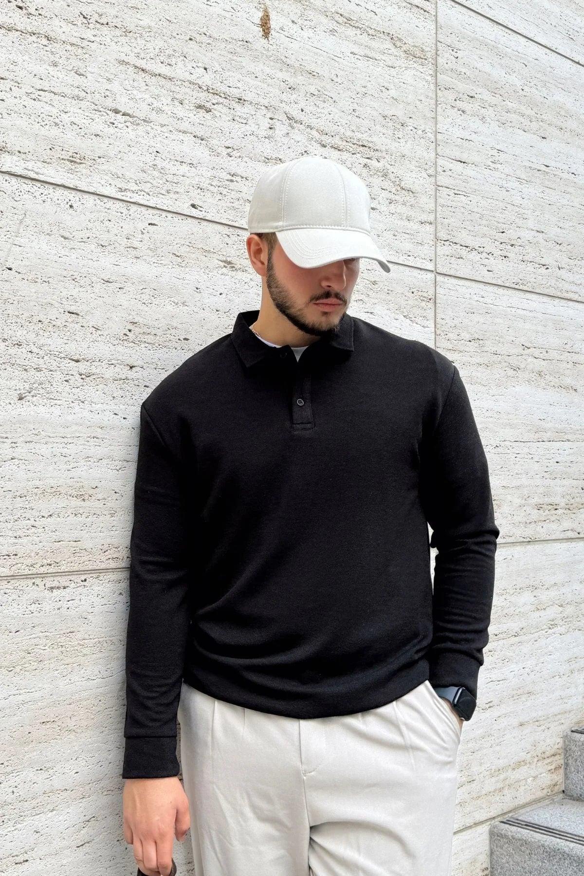 Cali Erkek Regular Fit Polo Yaka Uzun Kollu Sweatshirt Tişört - Livio Ferri