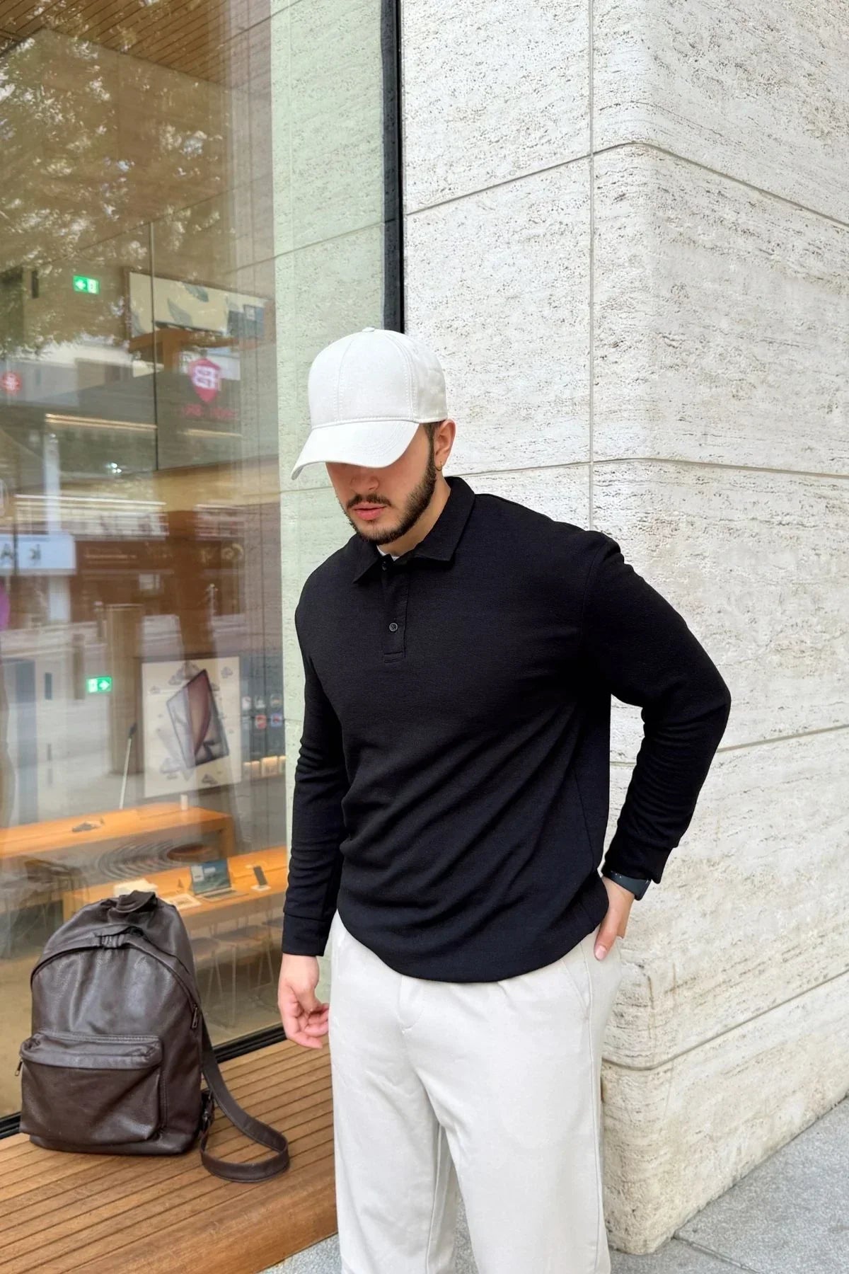 Cali Erkek Regular Fit Polo Yaka Uzun Kollu Sweatshirt Tişört - Livio Ferri