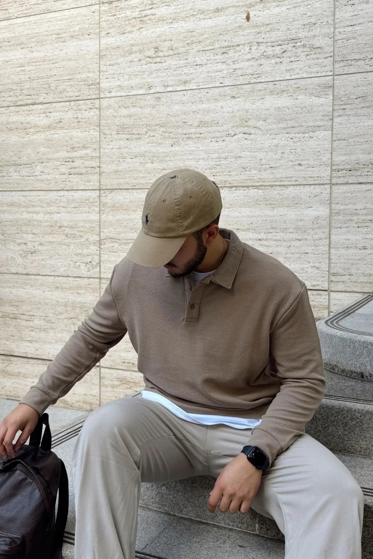 Cali Erkek Regular Fit Polo Yaka Uzun Kollu Sweatshirt Tişört - Livio Ferri