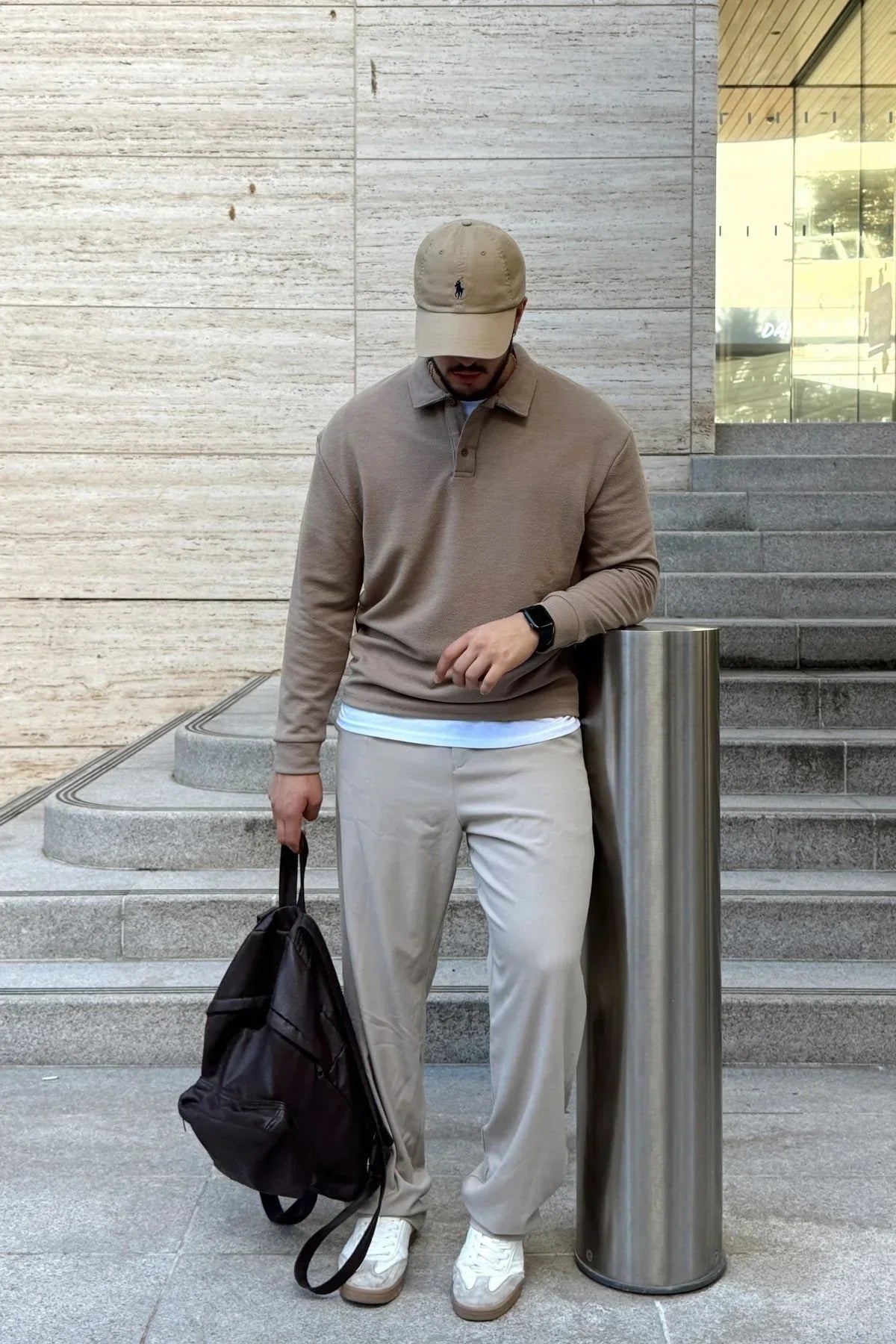 Cali Erkek Regular Fit Polo Yaka Uzun Kollu Sweatshirt Tişört - Livio Ferri
