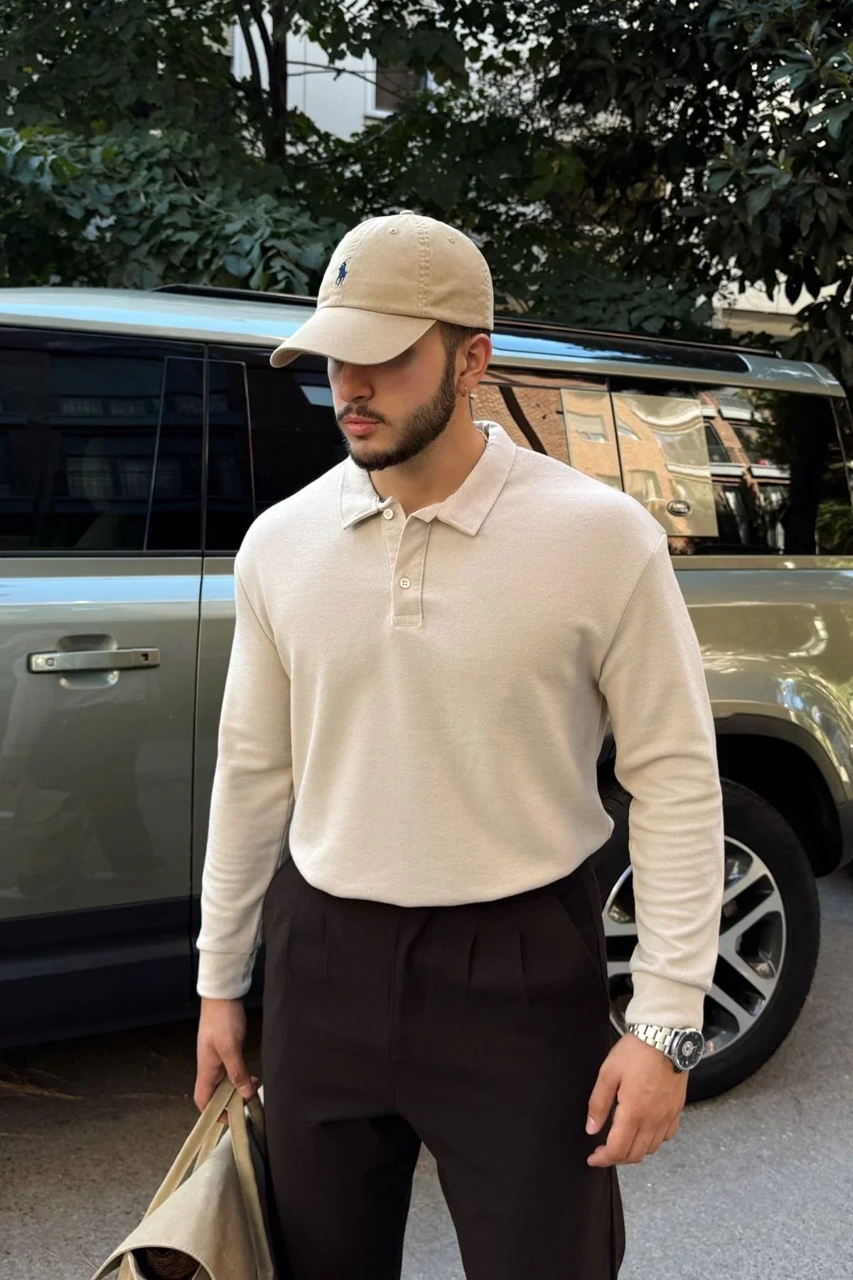 Cali Erkek Regular Fit Polo Yaka Uzun Kollu Sweatshirt Tişört - Livio Ferri