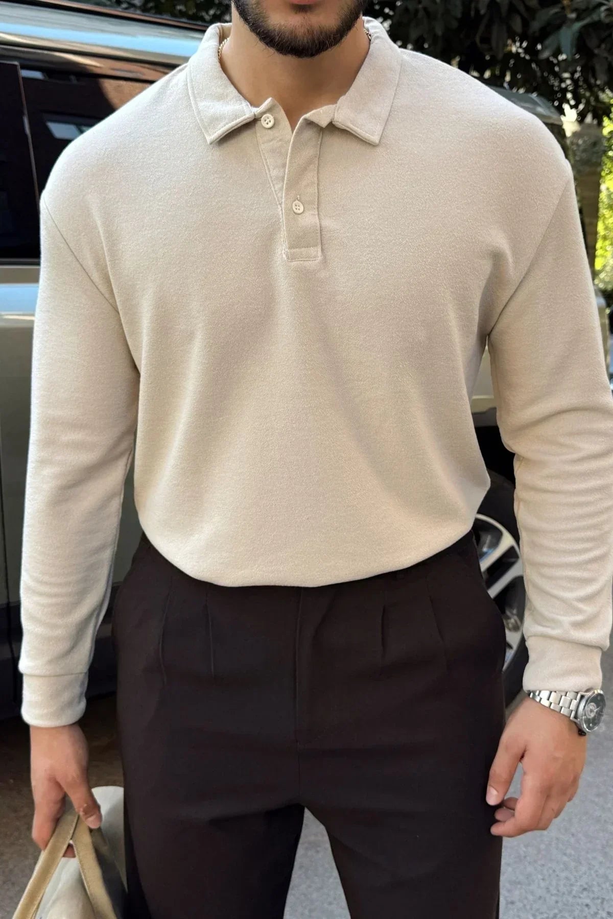 Cali Erkek Regular Fit Polo Yaka Uzun Kollu Sweatshirt Tişört - Livio Ferri