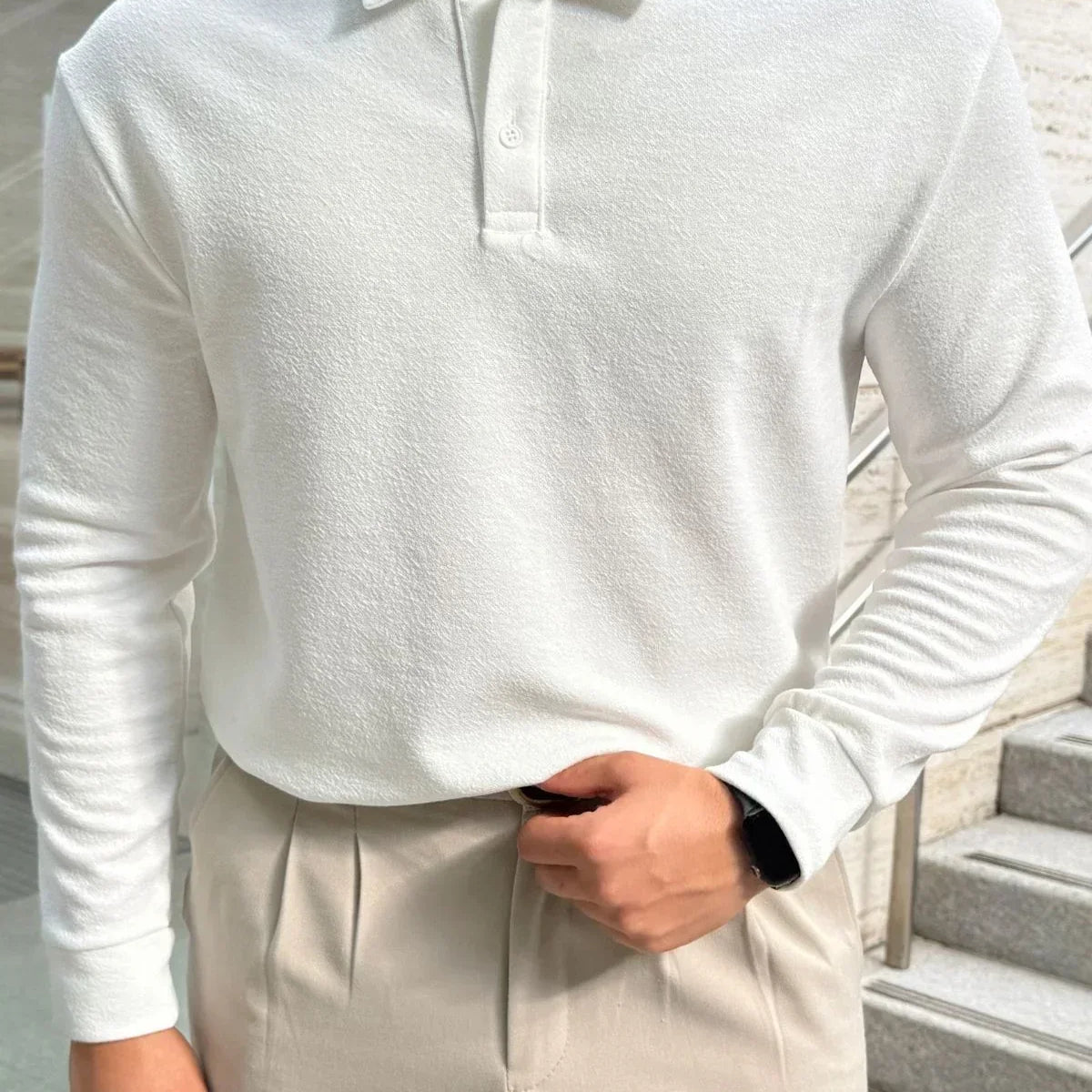 Cali Erkek Regular Fit Polo Yaka Uzun Kollu Sweatshirt Tişört - Livio Ferri