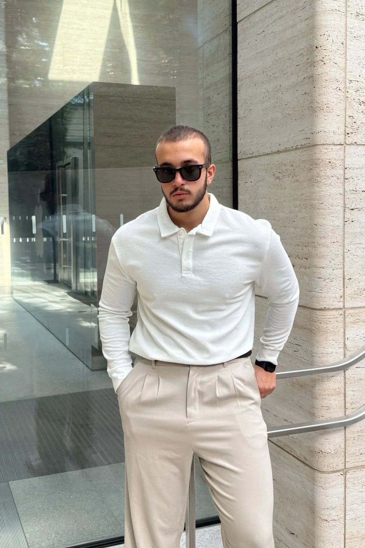 Cali Erkek Regular Fit Polo Yaka Uzun Kollu Sweatshirt Tişört - Livio Ferri