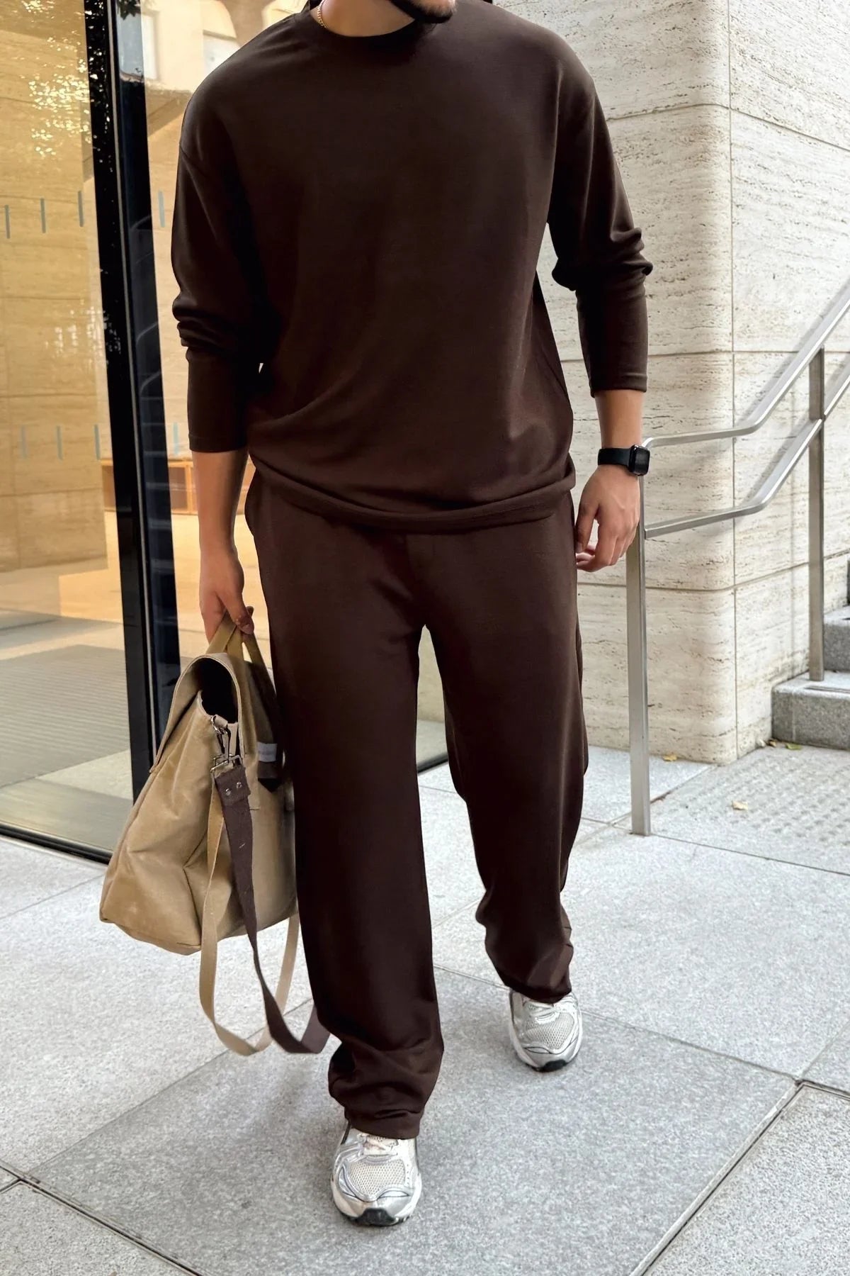 Arnik Oversize Erkek Dökümlü Soft Touch Uzun Kollu Sweatshirt Tişört - Livio Ferri