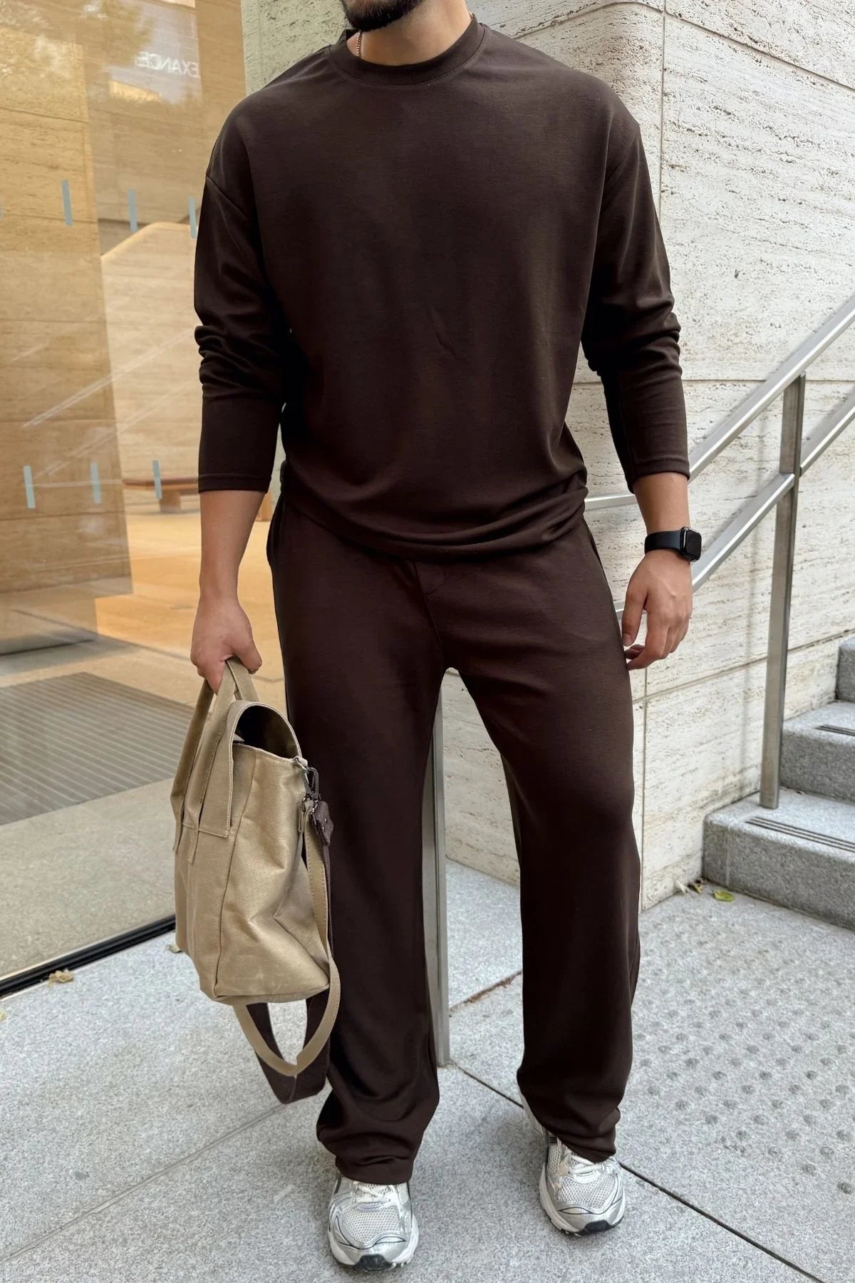 Arnik Oversize Erkek Dökümlü Soft Touch Uzun Kollu Sweatshirt Tişört - Livio Ferri