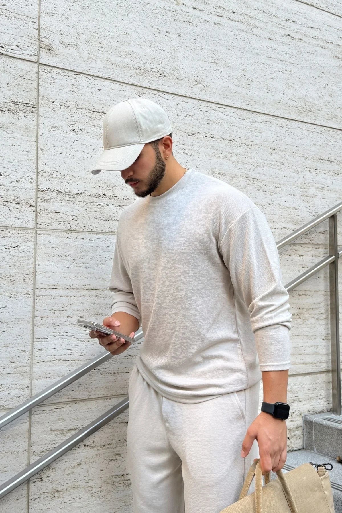 Arnik Oversize Erkek Dökümlü Soft Touch Uzun Kollu Sweatshirt Tişört - Livio Ferri