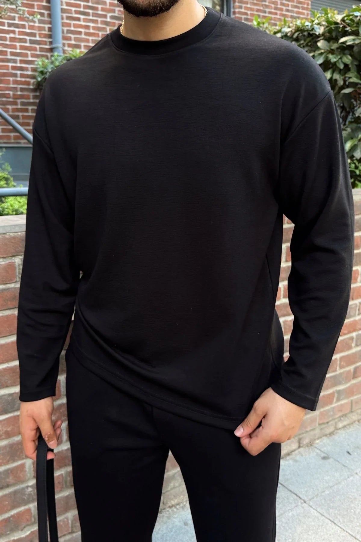 Arnik Oversize Erkek Dökümlü Soft Touch Uzun Kollu Sweatshirt Tişört - Livio Ferri