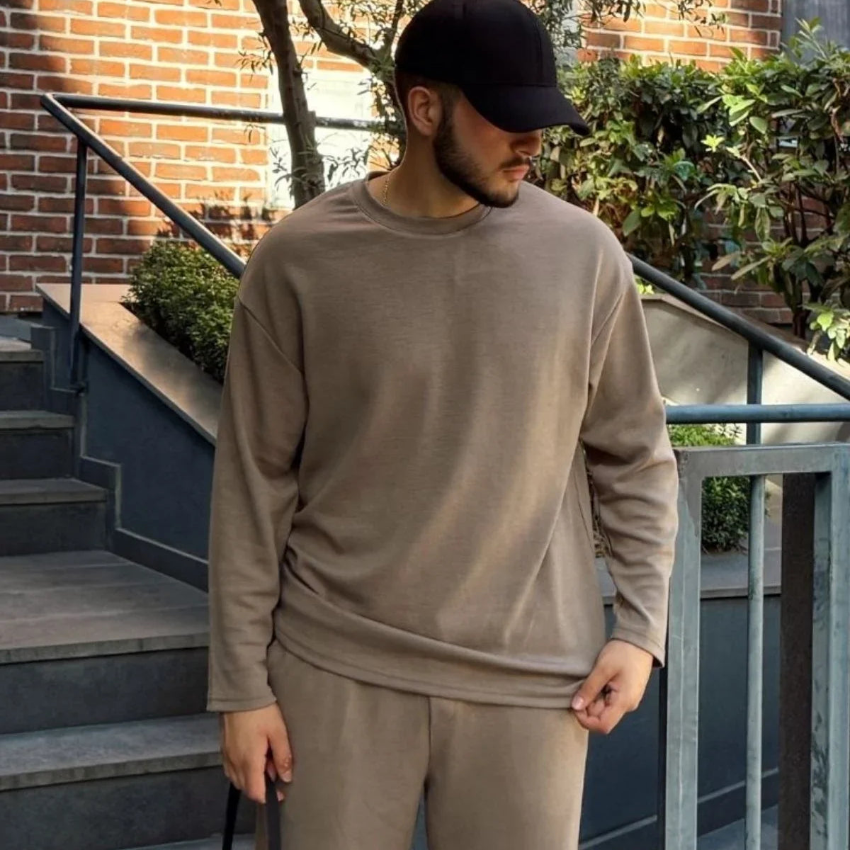 Arnik Oversize Erkek Dökümlü Soft Touch Uzun Kollu Sweatshirt Tişört