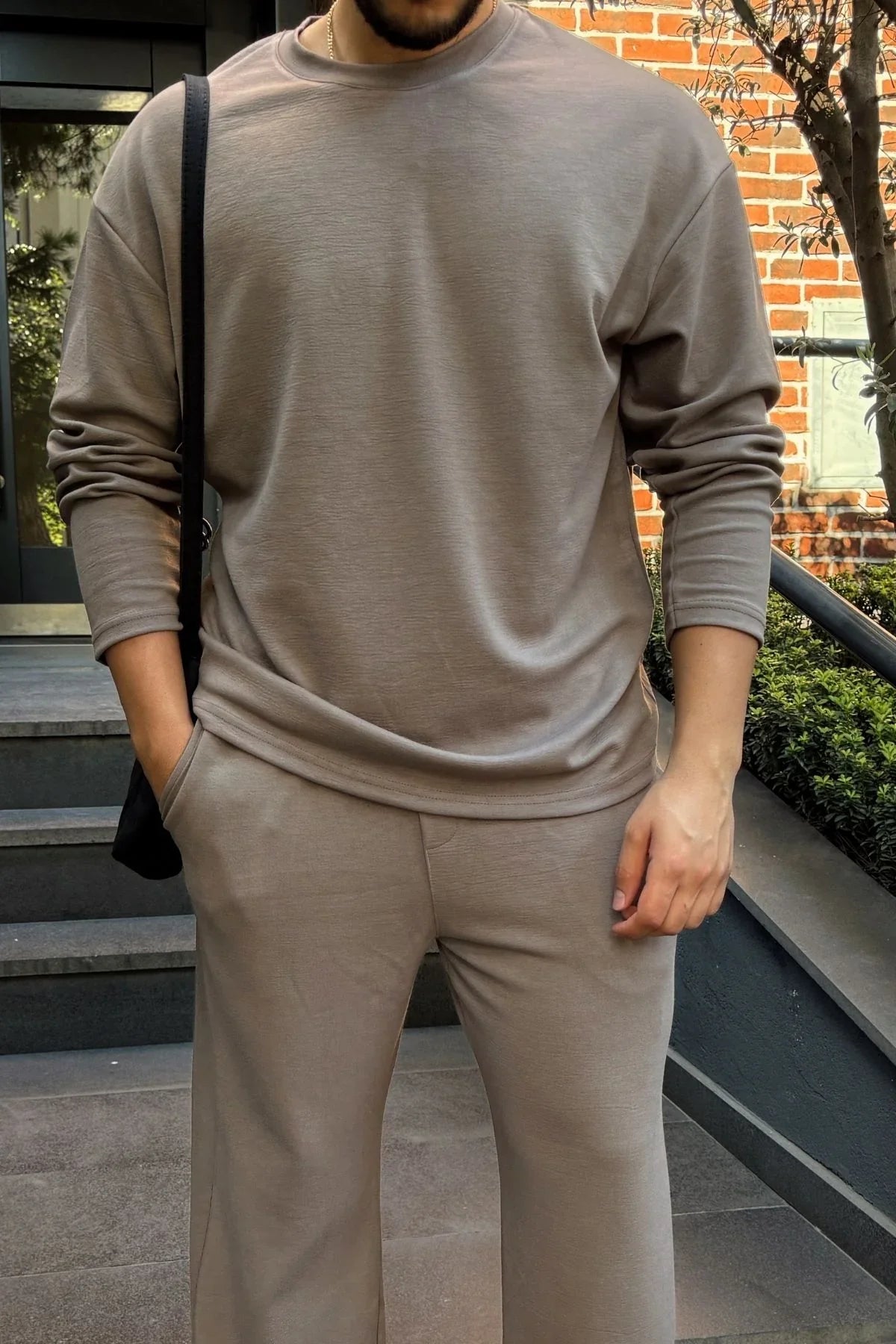 Arnik Oversize Erkek Dökümlü Soft Touch Uzun Kollu Sweatshirt Tişört - Livio Ferri