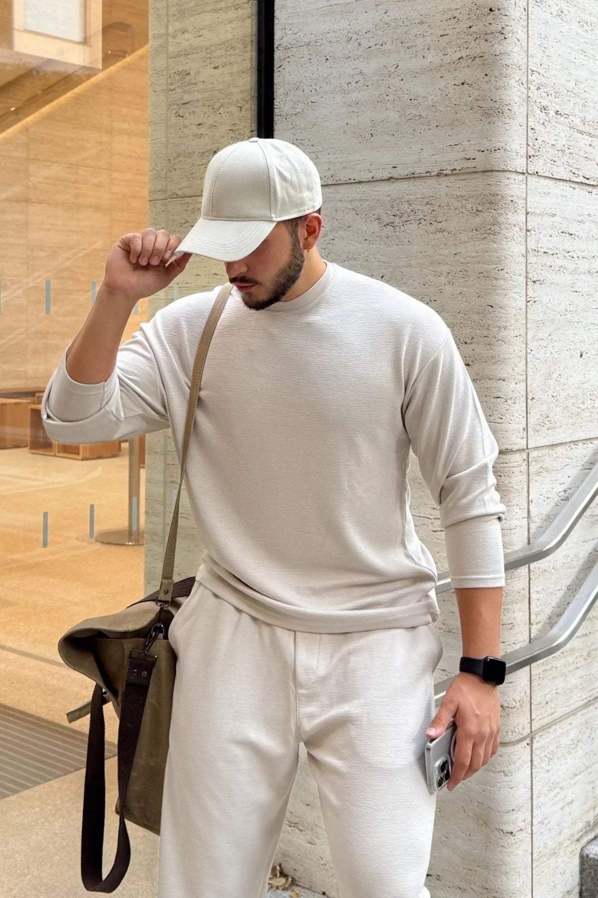 Arnik Oversize Erkek Dökümlü Soft Touch Uzun Kollu Sweatshirt Tişört - Livio Ferri