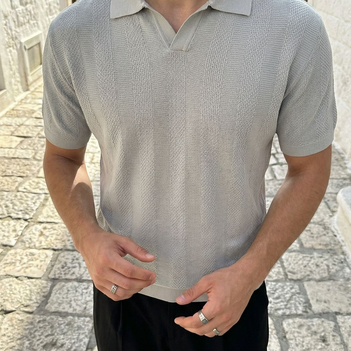 Chapa Regular Fit Polo Yaka Erkek Kısa Kol Dokulu Triko Tişört