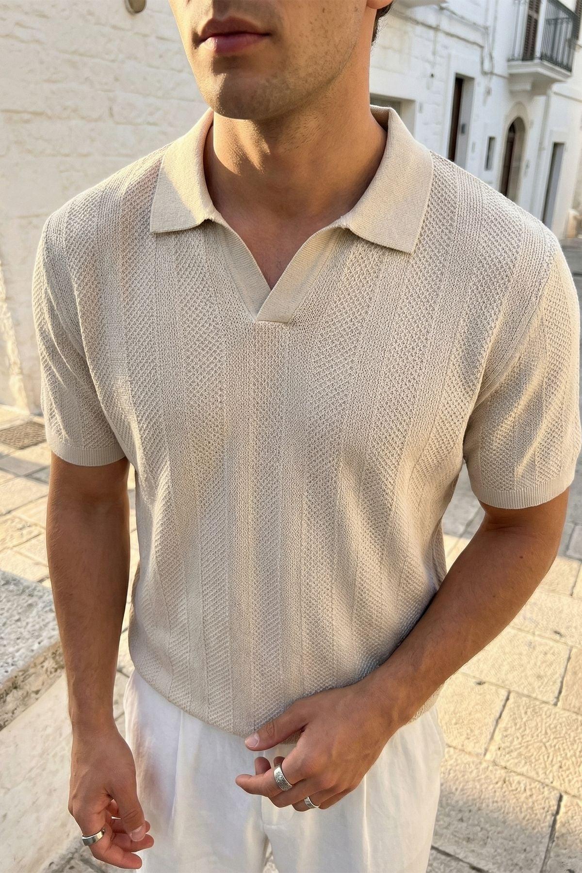 Chapa Regular Fit Polo Yaka Erkek Kısa Kol Dokulu Triko Tişört - Livio Ferri
