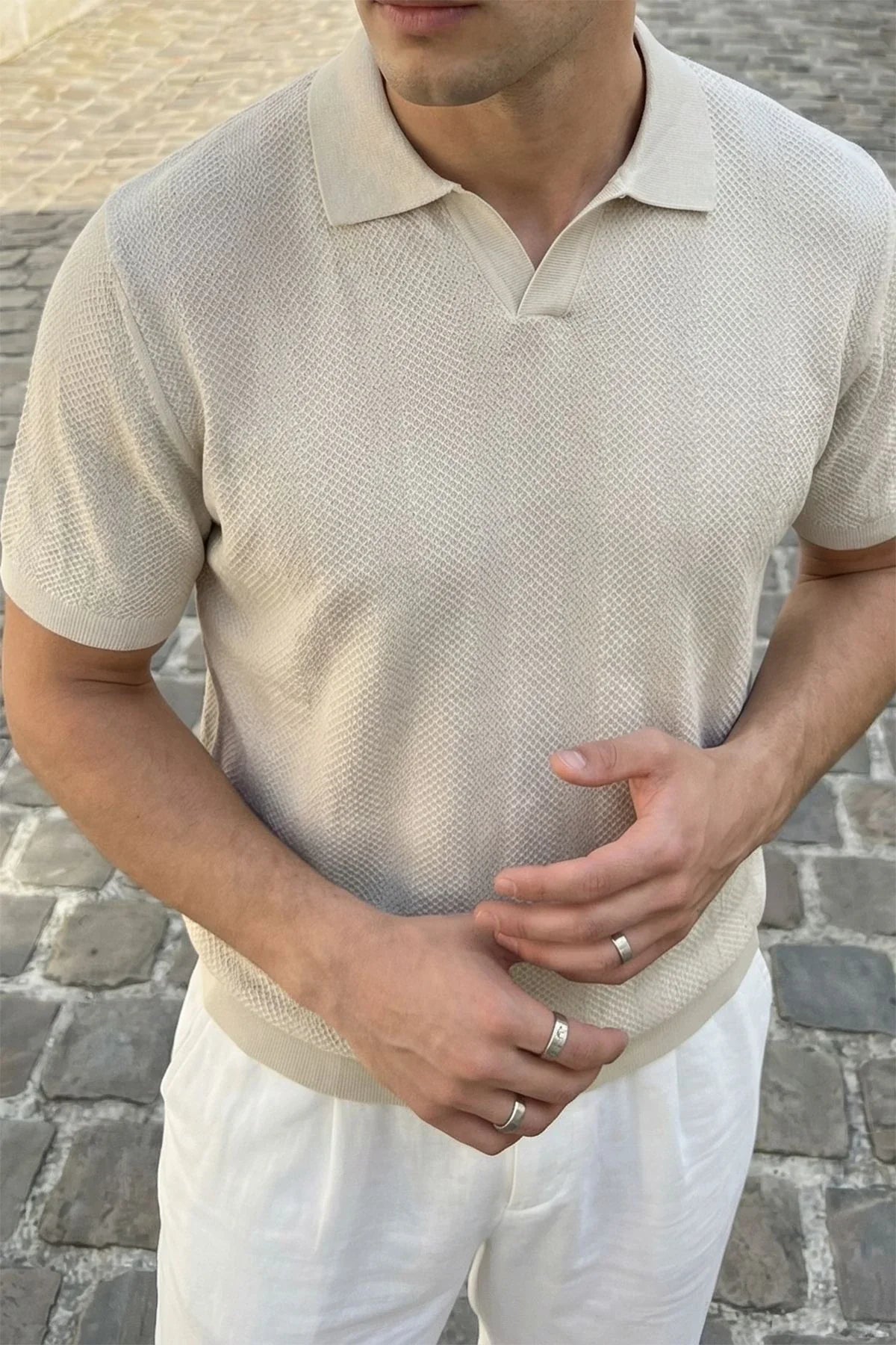 Chapa Regular Fit Polo Yaka Erkek Kısa Kol Dokulu Triko Tişört - Livio Ferri