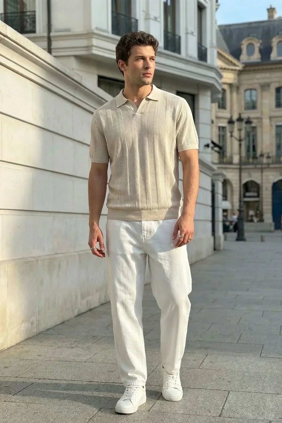 Chapa Regular Fit Polo Yaka Erkek Kısa Kol Dokulu Triko Tişört - Livio Ferri