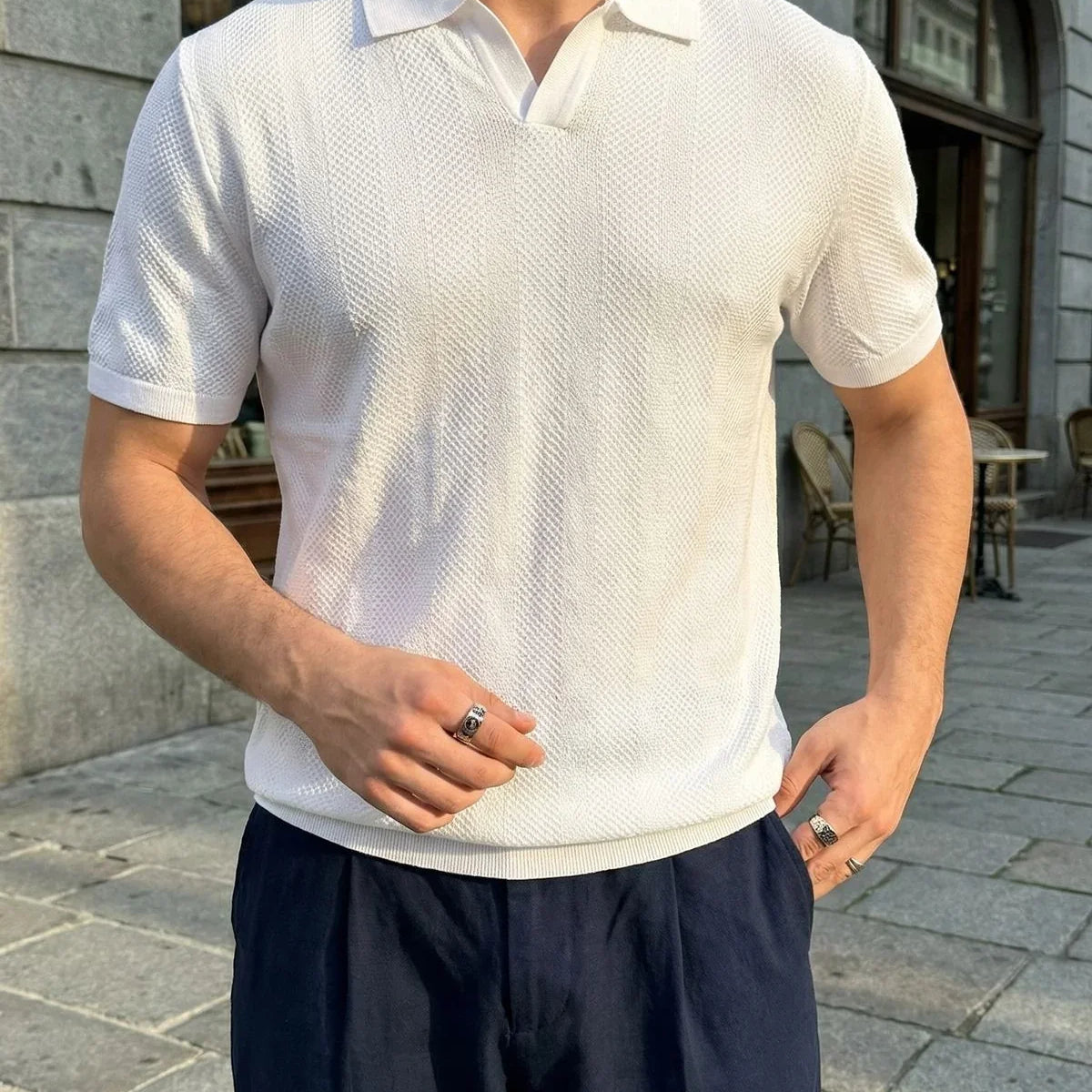 Chapa Regular Fit Polo Yaka Erkek Kısa Kol Dokulu Triko Tişört - Livio Ferri