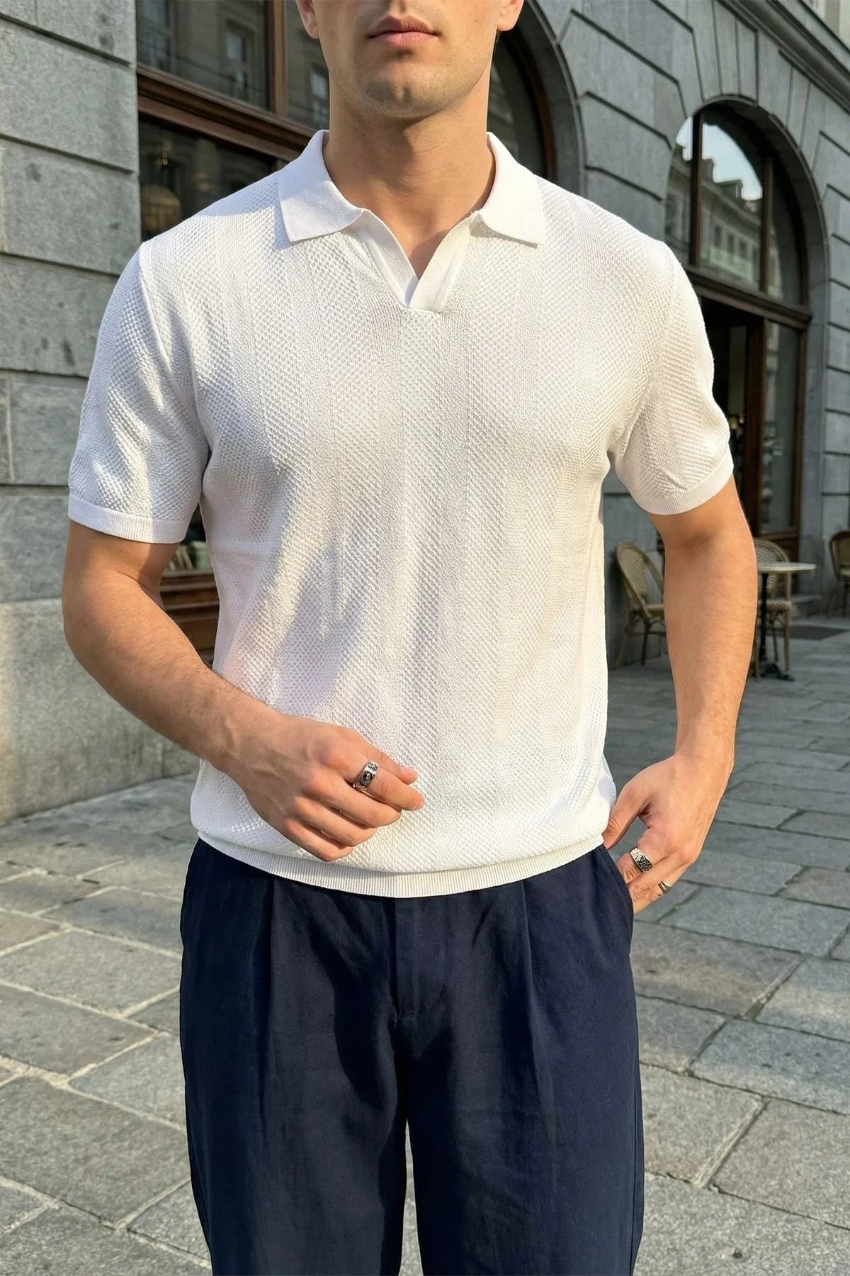 Chapa Regular Fit Polo Yaka Erkek Kısa Kol Dokulu Triko Tişört - Livio Ferri
