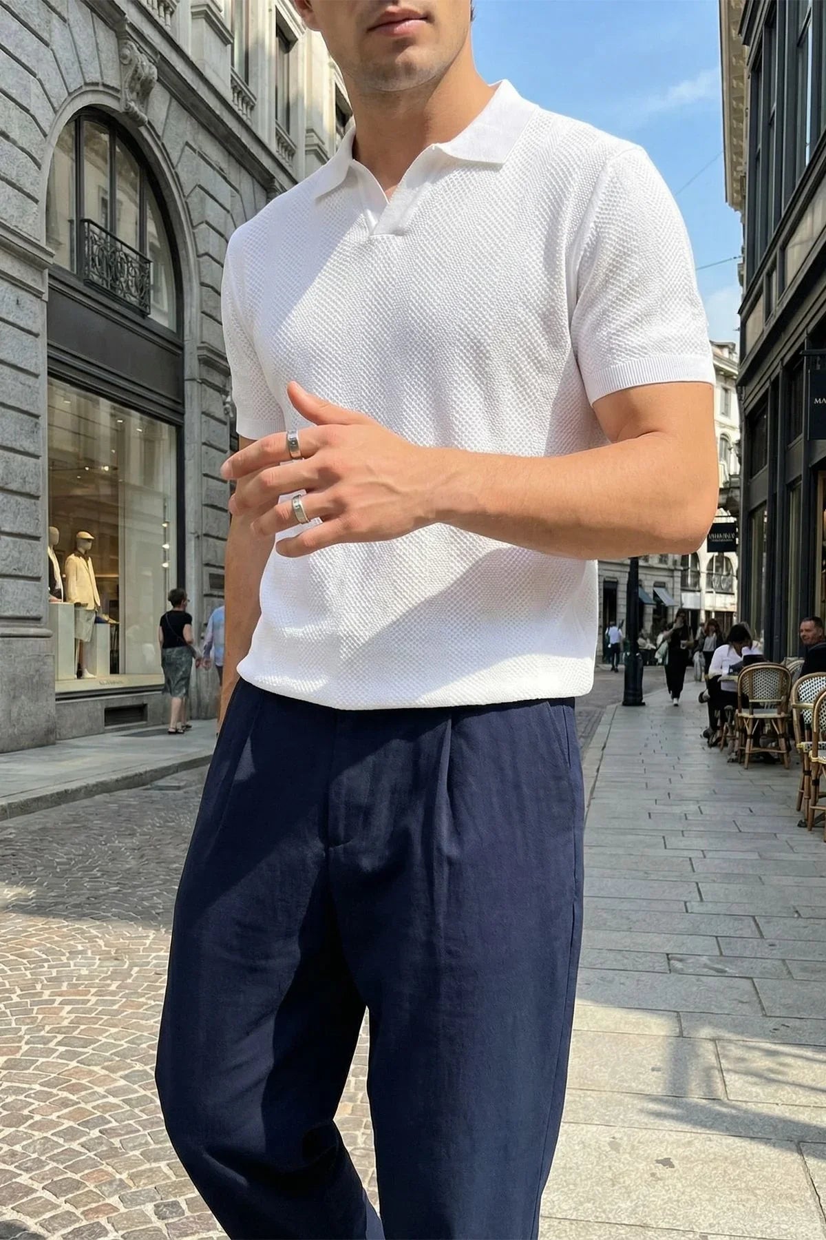 Chapa Regular Fit Polo Yaka Erkek Kısa Kol Dokulu Triko Tişört - Livio Ferri